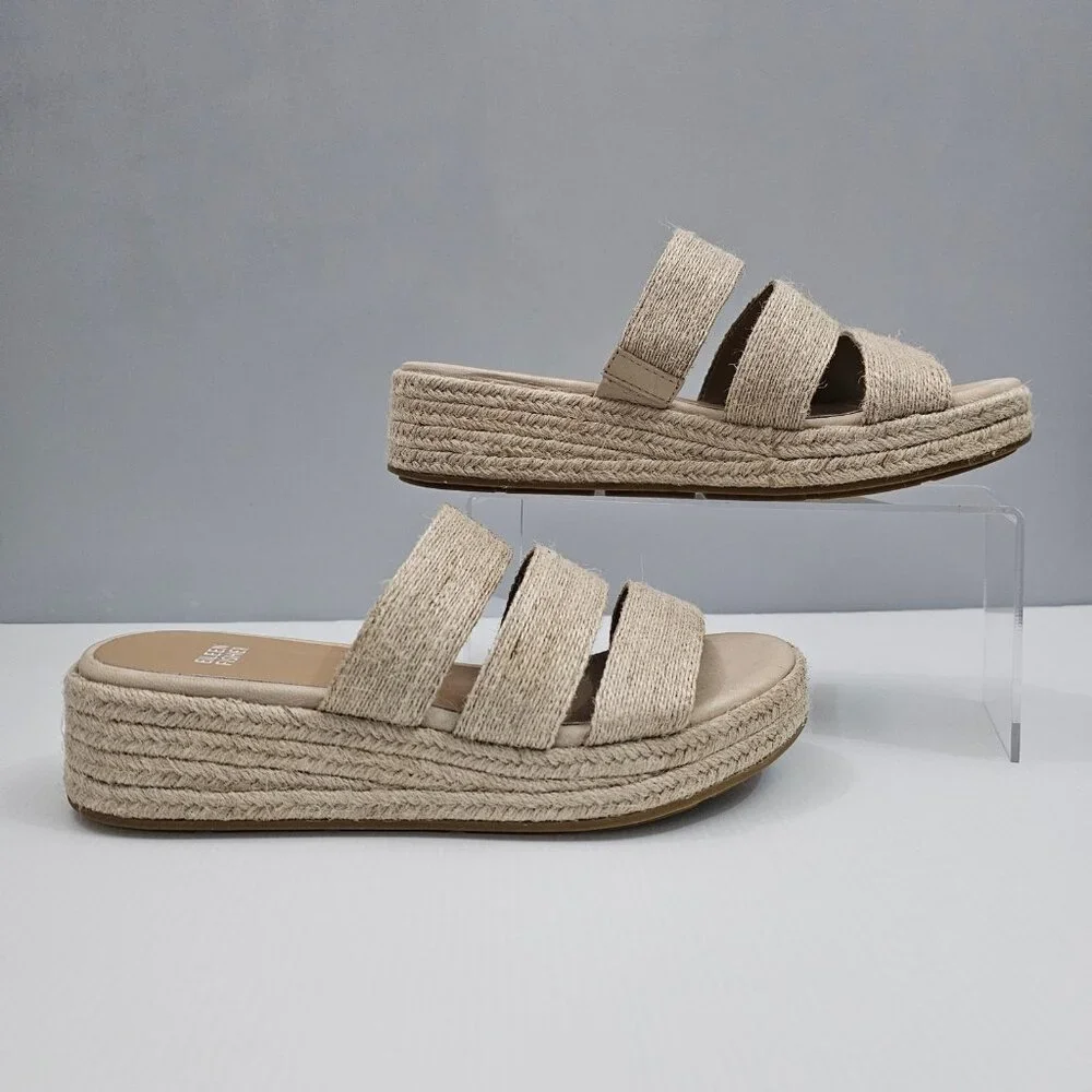 Eileen Fisher Mayla Espadrille Sandal Womens 8 Jute Platform Slide Summer - Picture 3 of 14